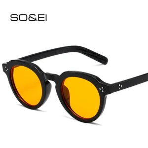 SO&EI New Oval Sunglasses Women Fashion Clear Candy Color Shades UV400 Retro Rivets Men Punk Trending Sun Glasses